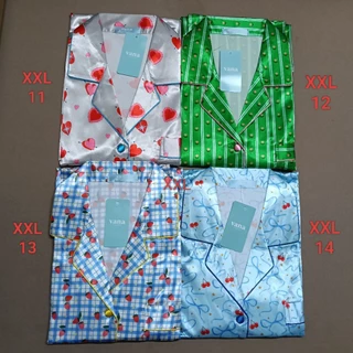 ชุดนอนผ้าซาตินแขนสั้น ขาสามส่วน ไซส์ XXL