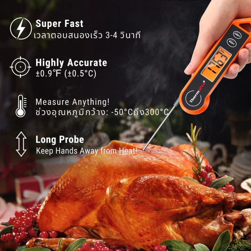 ThermoPro TP-19H เครื่องวัดอุณหภูมิอาหารดิจิทัล Instant-Read Meat Thermometer รุ่นTP-19H คุ้มสุดๆ - รูปที่ 2