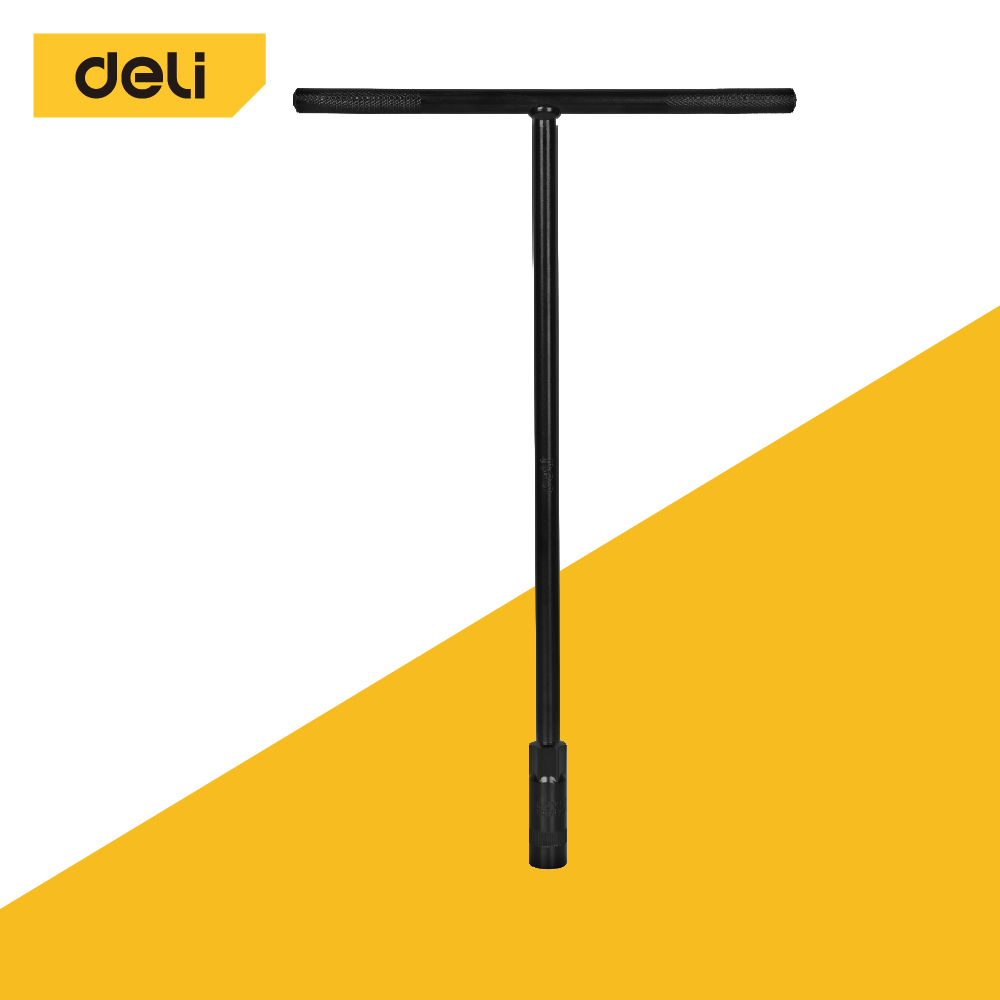 Deli บ๊อกซ์ตัวที ประแจตัวที ประแจบล็อกตัวที T เหล็ก 40Cr หัว 6PT ด้ามจับยาว เครื่องมือช่าง T-Handle Socket Wrench