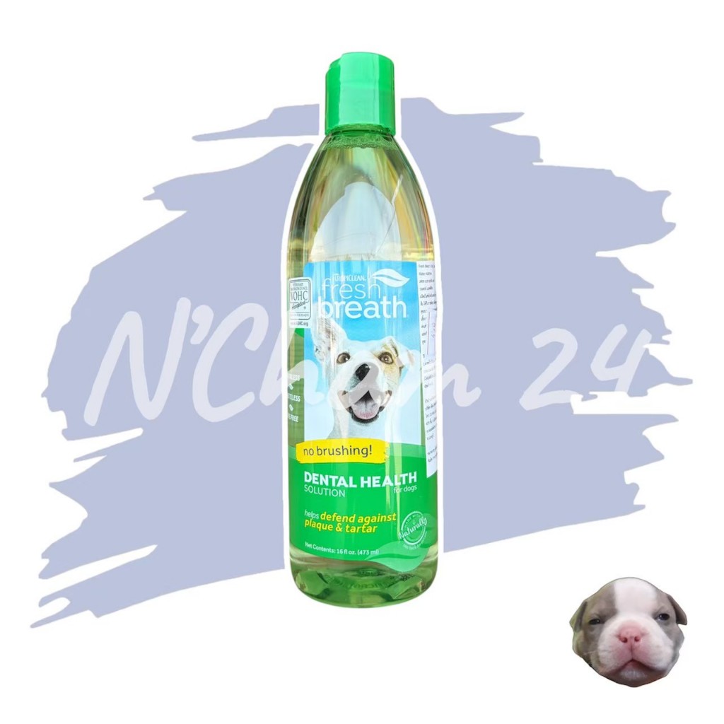 Tropiclean Fresh Breath Water Additive 473 ml. สูตรฟันขาวน้ำยาดับกลิ่นปากสุนัข น้ำยาลดคราบหินปูน