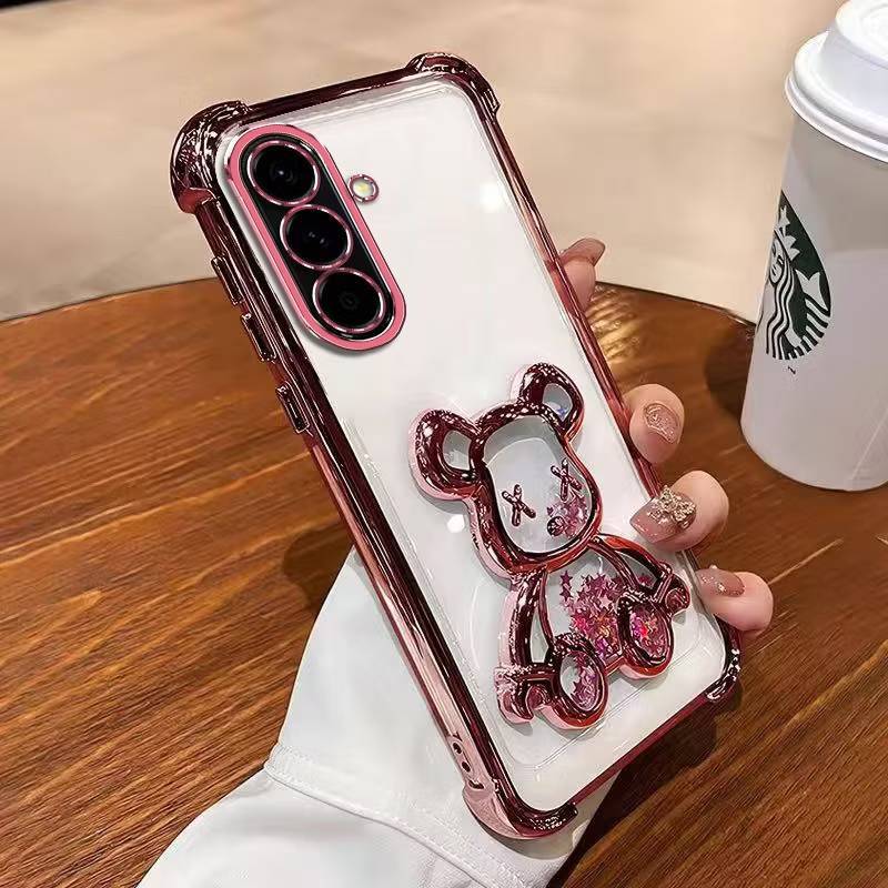 เคส หมีตู้น้ำ สำหรับ Samsung A57 A27 A37 A178 S24FE S25FE A56 A36 A17 A55 A23 A13 A15 A04S A05S กันกล้อง กันมุม หรูหรา