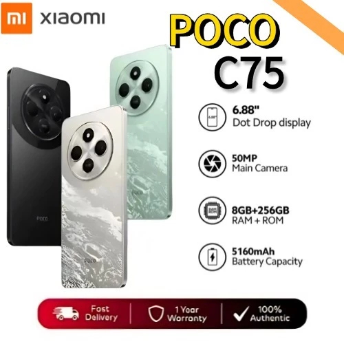 POCO C75 4G/5G โทรศัพท์มือถือ 8GB+256GB MediaTek Helio G81 Ultra พร้อมกล้อง 50MP เครื่องศูนย์แท้ รับ
