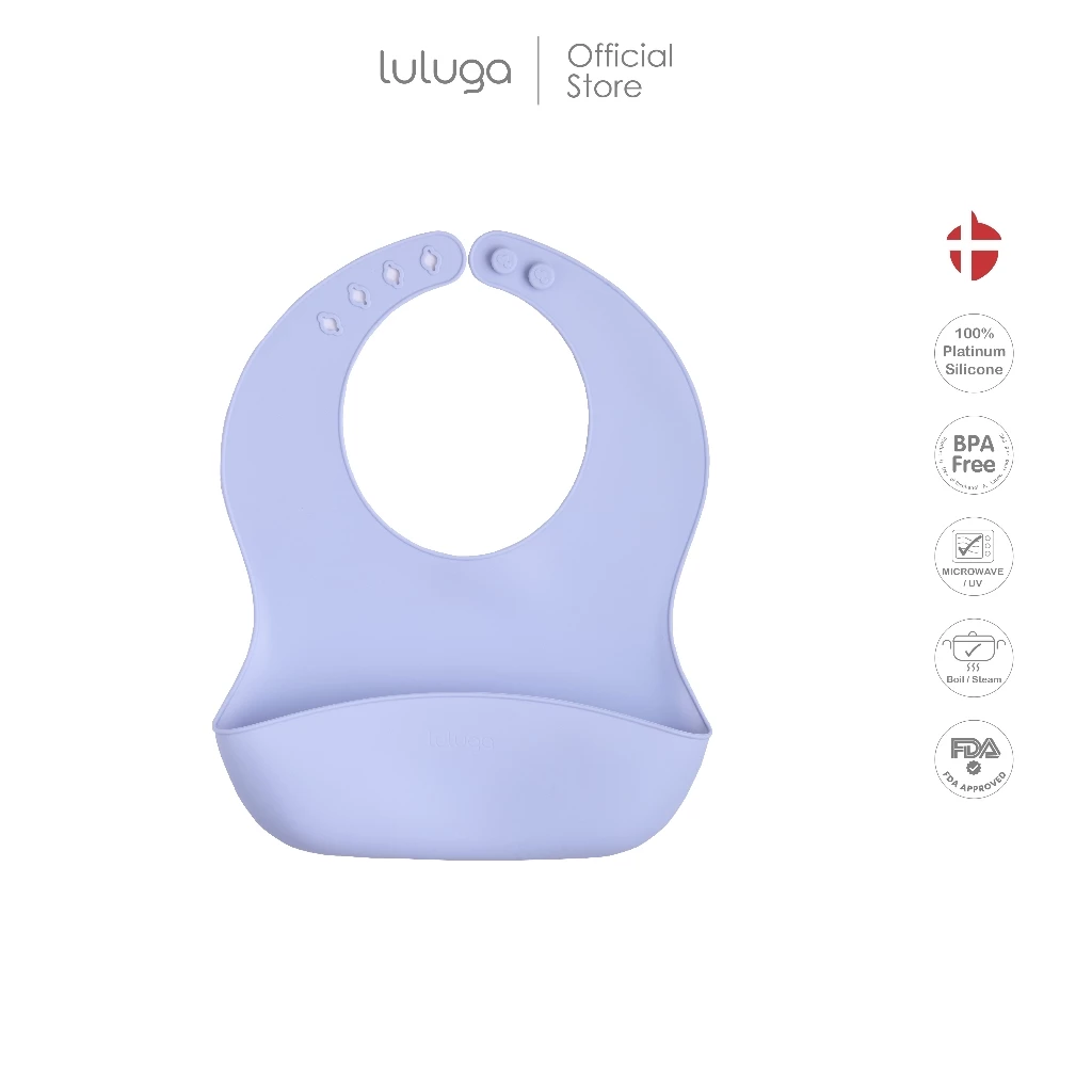 Luluga ผ้ากันเปื้อนซิลิโคนเด็ก มีถาดรองเศษอาหาร กันน้ำ Platinum Silicone นุ่มเบา BPA Free สำหรับเด็ก 6 เดือน+ ฝึกทาน BLW thumbnail 6