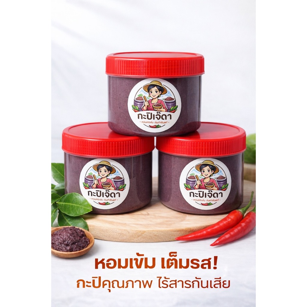 (กะปิเจ๊ดา) กะปิเคยแท้ 100% จากคลองด่าน ไม่ผสมสีไม่แต่งกลิ่น กระปุกละ 500 กรัม