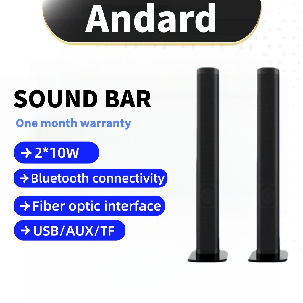 2026 ลำโพงซาวด์บาร์ Super Bass 10W ดอกแม่เหล็ก 2 ดอกยาว 95CM ช่องต่อแบบ Optical, Bluetooth, AUX รองรับ USB และ SD Cards