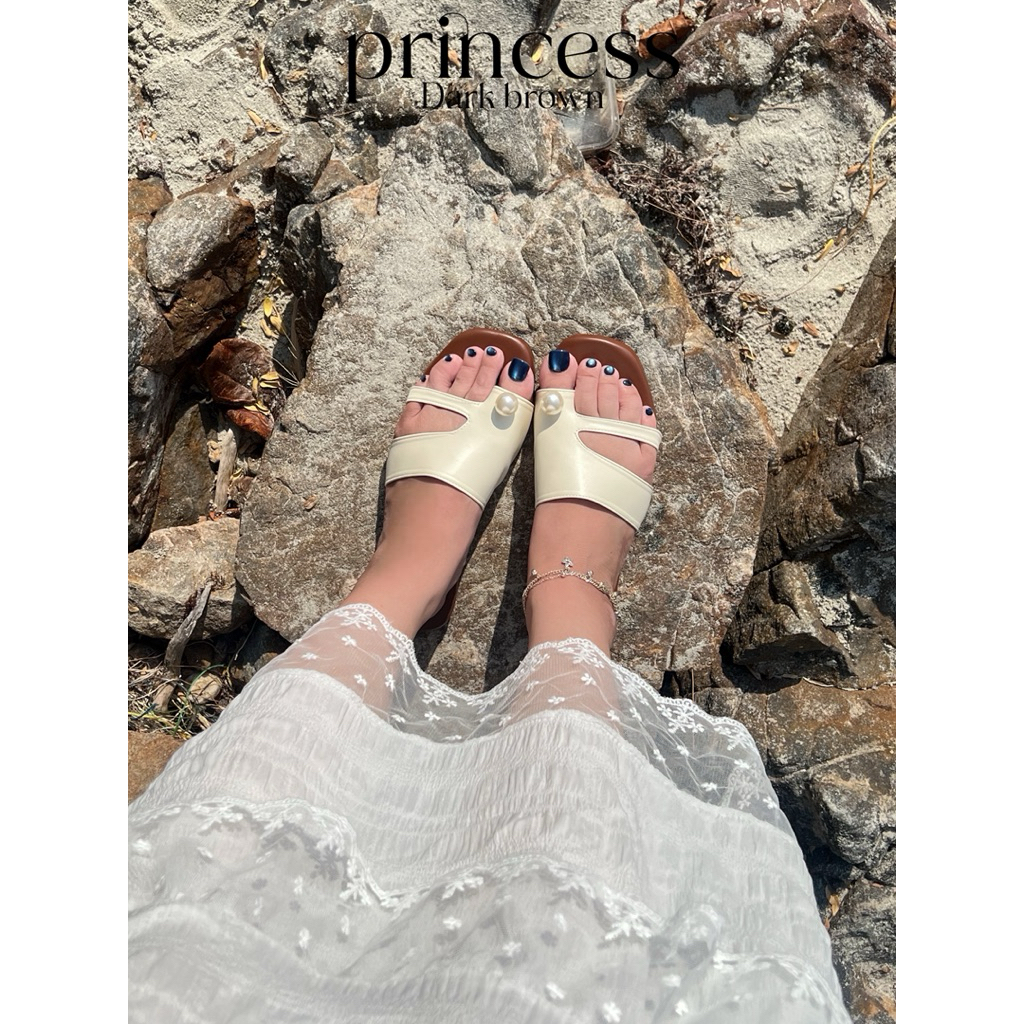 Princess👑 รองเท้าแตะ ผลิตโดยช่างไทย🇹🇭 ดีเทลสวมนิ้วตกแต่งด้วยไข่มุก