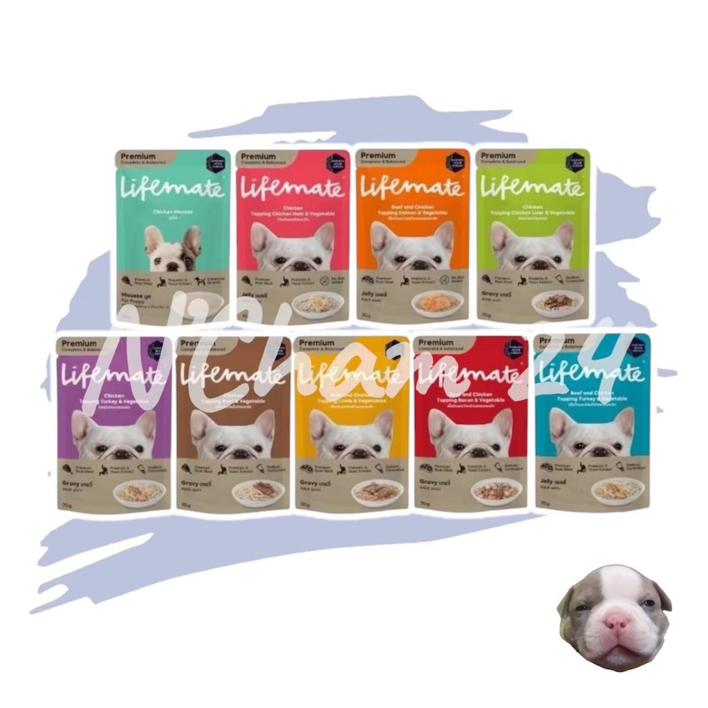Lifemate อาหารเปียกสุนัข ขนาด 70g ไลฟ์เมท สูตร Complete & Balanced สารอาหารครบถ้วน