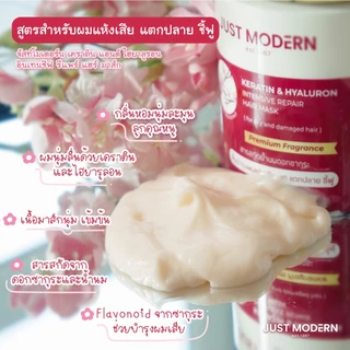 จัสท์โมเดอร์น ทรีทเม้นท์มาส์กผม เคราติน & ไฮยาลูรอน 250 มล. Just Modern Keratin & Hyaluron Hair Mask 250 ml. (2 สูตร)