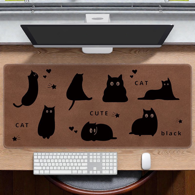 [พร้อมส่ง] แผ่นรองเมาส์ งานเย็บขอบ Mouse pad ลาย Brown & Dream Cat Desk Mat ขนาด 80x30 ซม. (หนา 3 มม.) Biangels