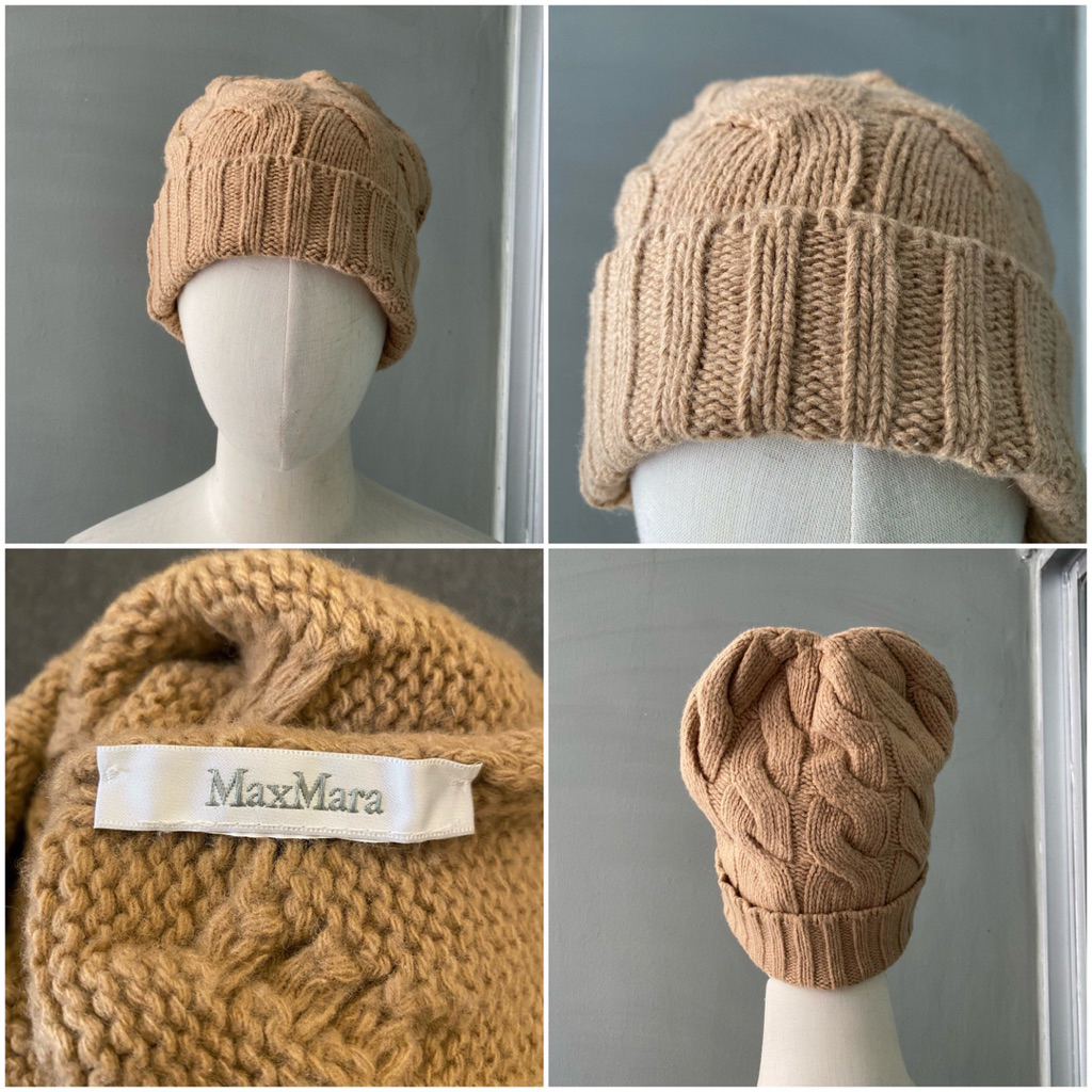 USED Max Mara wool knit beanie hat
