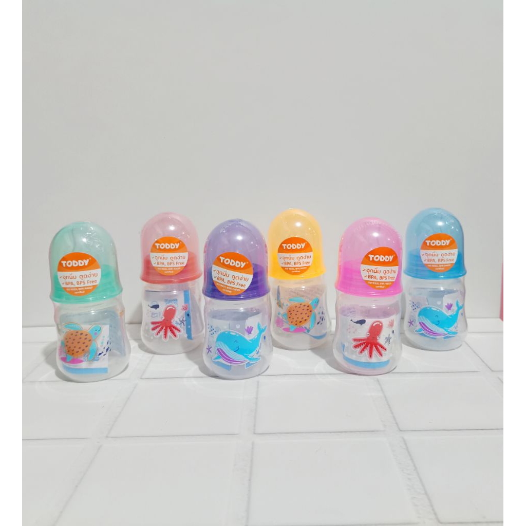 [ 2 ขวดคละสี ] Toddy ขวดนม PP ขนาด 2 ออนซ์ และ 4 ออนซ์