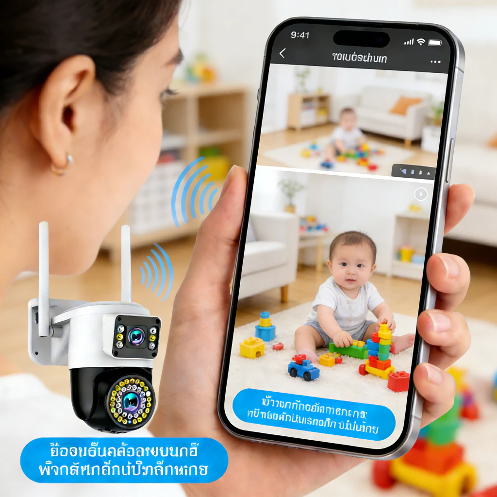 YOOSEE กล้องวงจรปิด ไร้สาย 8MP เลนส์คู่ กันน้ำ กลางคืนชัดเจน ตรวจจับเคลื่อนไหว 360° พูดคุยสองทาง thumbnail 6