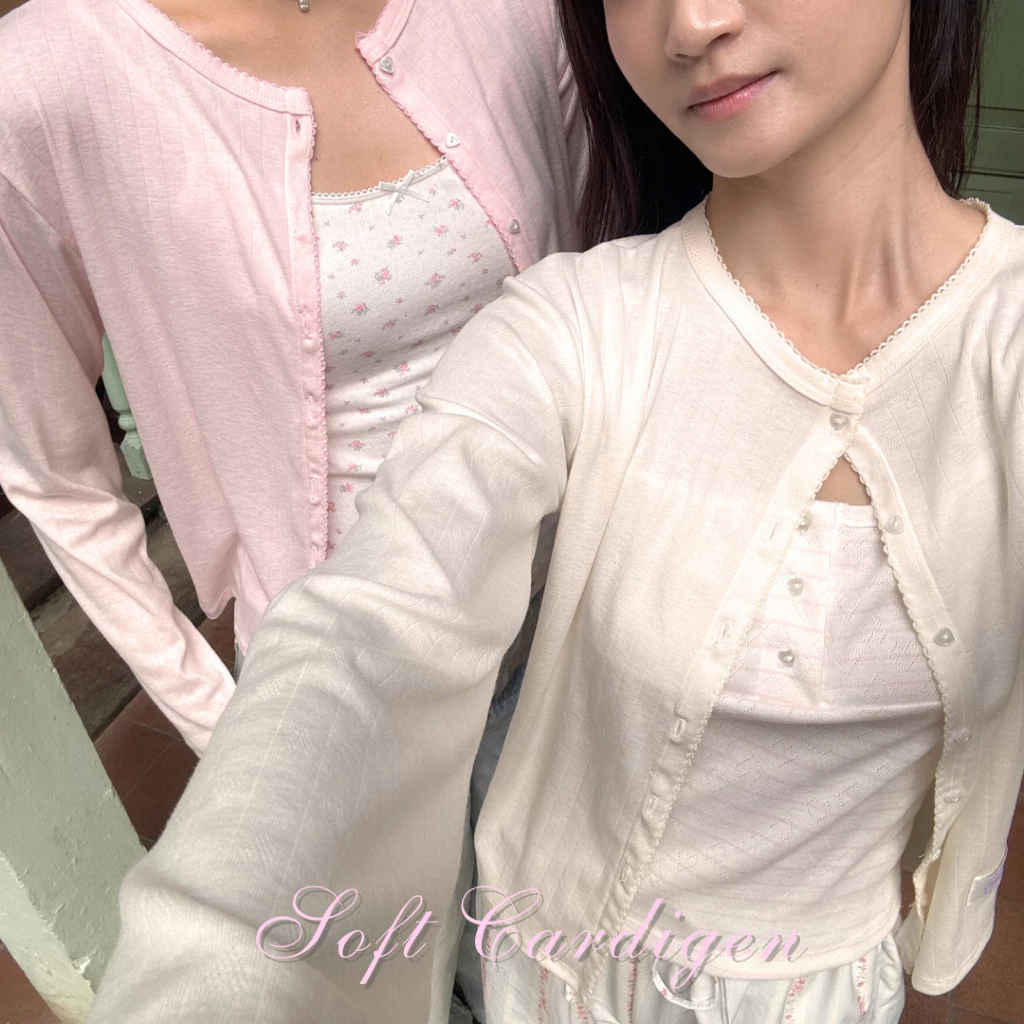 SOFT CARDIGEN เสื้อแขนยาว ผ้าฉลุหัวใจ