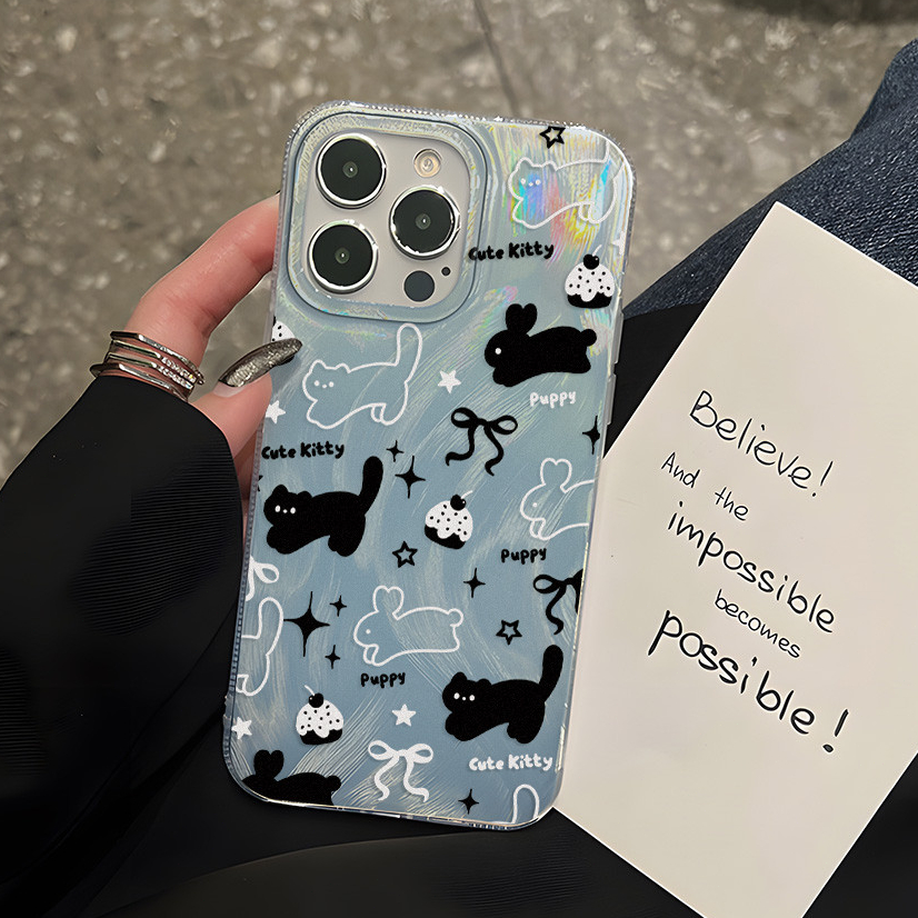 INS ลายแมวน่ารัก เคส For OPPO A5 Pro A3 A60 A3X A16 A54 A57 A77 A38 A18 A17 A79 A15 A15S A60 A9 A5 IMD เคสมือถือ