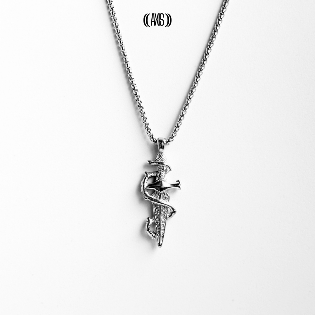 AXIS SERPENT BLADE Necklace  สร้อยคอจี้งูพันดาบ 316L Stainless Steel | สร้อยผู้ชาย / Unisex | กันน้ำ