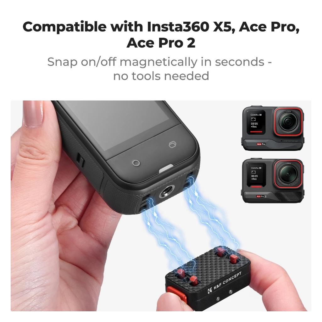 K&F CONCEPT Magnetic Quick Release Adapter Mount with เกลียว 1/4 for Insta360 X5/Ace Pro 2/X4 Air thumbnail 4