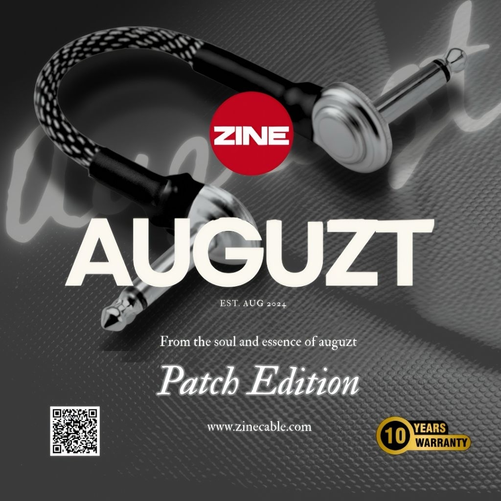 ZINE AUGUZT PAtch EDITION สายพ่วงเอฟเฟค แบบ หัวแบน ยาว 20 ซม. คณภาพสูงสำหรับงาน Studio และ Live แบบม