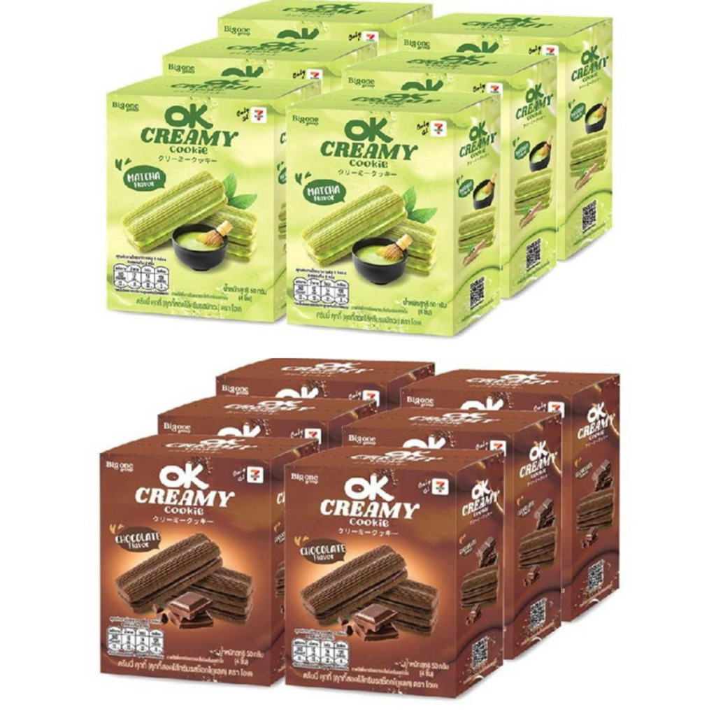 โอเคครีมมี่ คุกกี้สอดไส้ครีมรสมัทฉะ 50 กรัม (แพ็ก 6 ชิ้น)