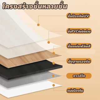 กระเบื้องยางลายไม้ กระเบื้องยาง วัสดุ PVC หนา 2 มม 91.4*15.2cm กาวในตัว ติดตั้งง่าย ทนทาน 【7/21/36/72 แผ่น】