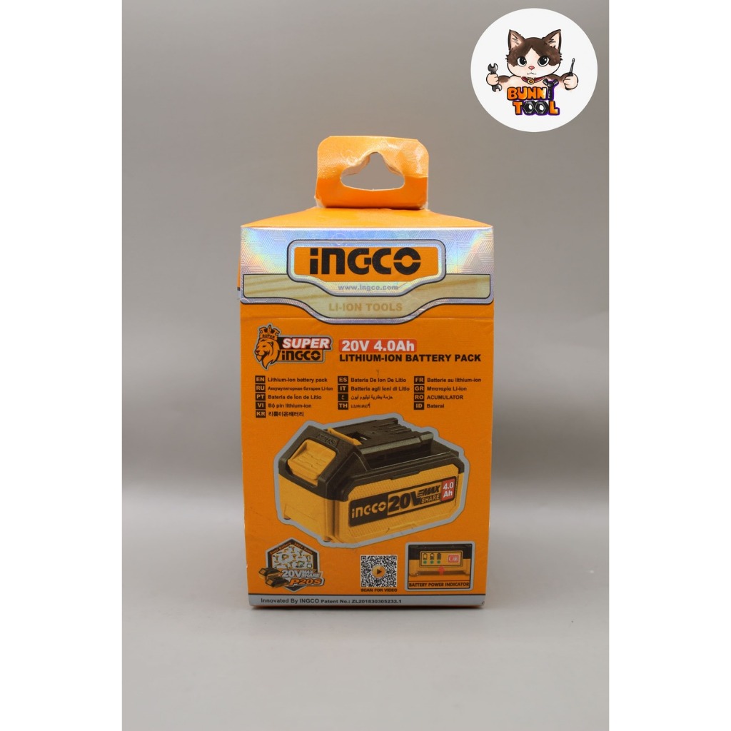 INGCO แบตเตอรี่ 20V แบตเตอรี่ Lithium-Ion ขนาด 4 AH รุ่น FBLI20021