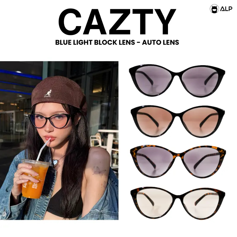 ALP Blue Block Glasses แว่นทรงตาแมว Cat eyes แว่นตากรองแสงสีฟ้า แว่นตาเลนส์เปลี่ยนสีออโต้ รุ่นSN0088