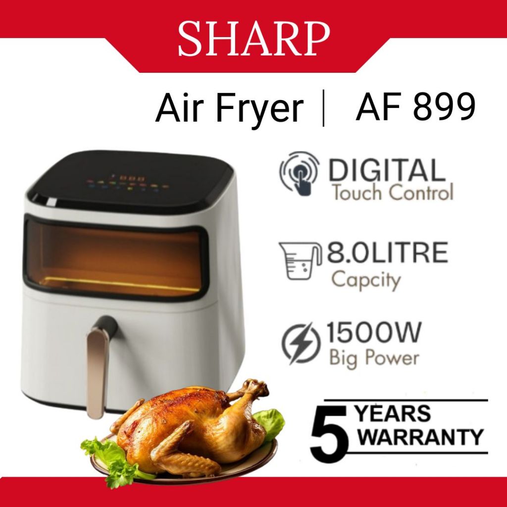 SHARP AF899L✨ หม้อทอดไร้น้ำมันระบบทอดคู่ ใหม่ล่าสุด ความจุ 8.5 ลิตร ใช้งานง่าย หน้าจอแสดงผล LED พร้อม