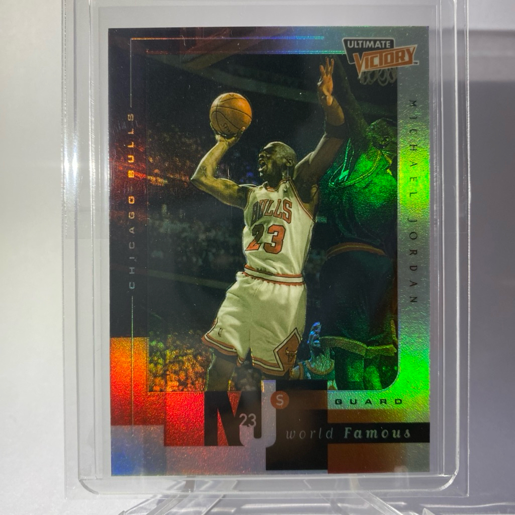 การ์ดนักบาสเกตบอล MICHAEL JORDAN, NBA 2000, MJ, ULTIMATE VICTORY, UPPER DECK, WORLD FAMOUS, MJ3, CHI