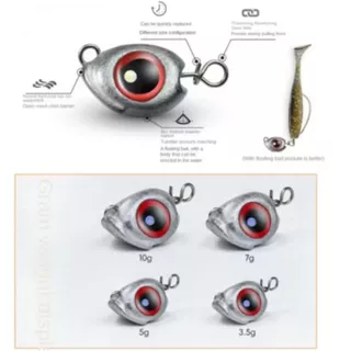[แพค 10 เม็ด] หัวตะกั่ว 3D ปลดไว ตาเรืองแสง สำหรับถ่วงเหยื่อทุกชนิด ตกปลา ตกหมึก มีหลายขนาดให้เลือก