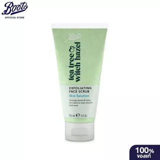BOOTS TEA TREE & WITCH HAZEL บู๊ทส์ เอ็กซ์โฟลิเอท เฟซ สครับ บีวีไอ