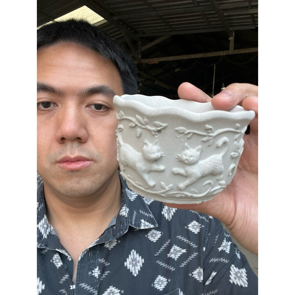 กระถางต้นไม้ปูนเปลือยลายนกฮูกแบบ2 ขนาด9.3x9.3cm ออกใบกำกับภาษีได้