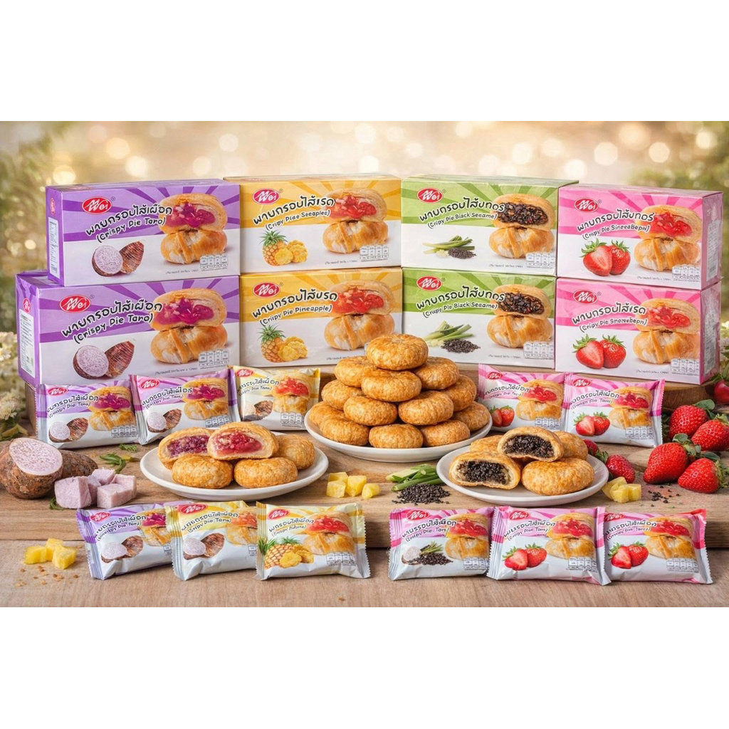 พายกรอบMeiwei 1 กล่อง 12 ชิ้น หอมๆอร่อย มีทั้งหมด 4 ไส้