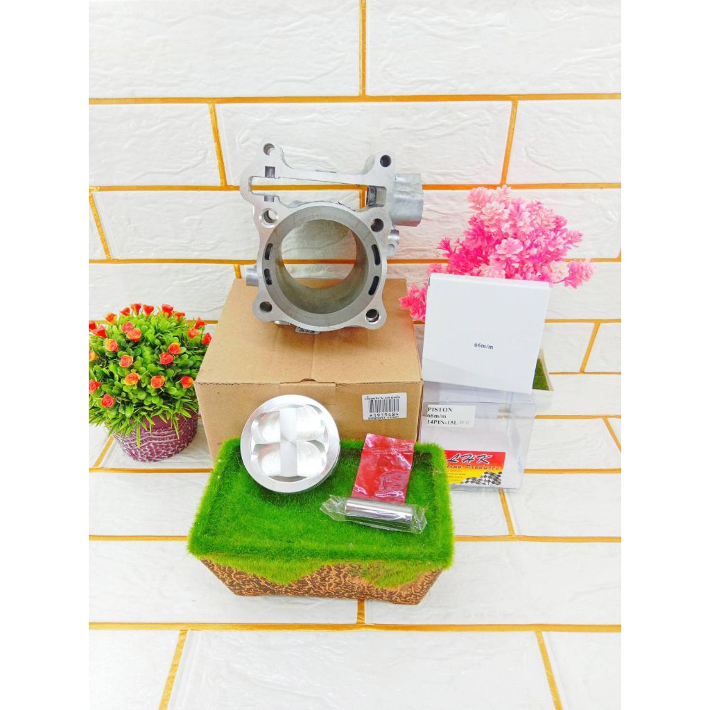 ชุดเสื้อสูบ PCX160 LEAD giorno ใส่รูป LHK 60 61 62 66 (P) (บ่าเต็มปลอกยาว) พร้อมเจาะรูน้ำท้ายปลอกยาว