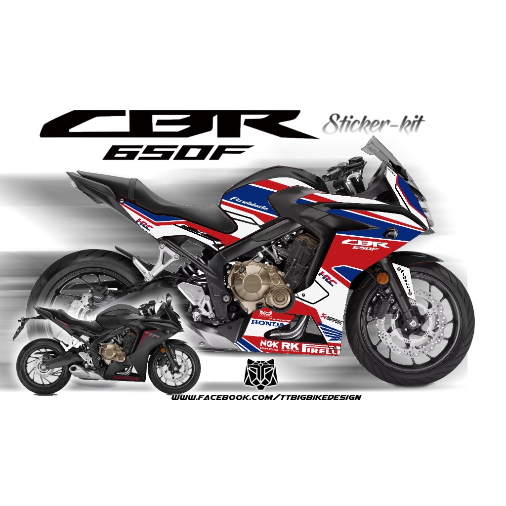 TT BIGBIKE DESIGN ชุดสติ๊กเกอร์ CBR650F ลาย TT FIREBLADE TRICOLOR LINE