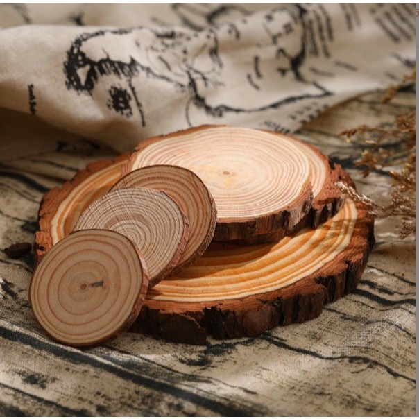 แผ่นไม้กลม ไม้รองแก้วธรรมชาติ ทุกขนาด พร้อมส่งจากกทม