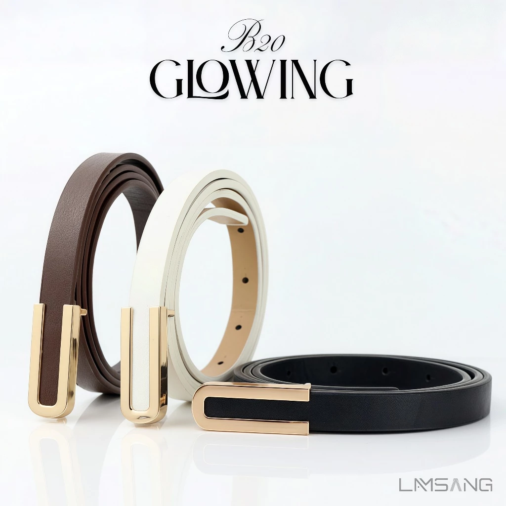 (🇹🇭 พร้อมส่ง) LAMSANG B20 Glowing Belt เข็มขัดสตรี เข็มขัดผู้หญิง หนัง PU ขนาด 1.3 x 100 cm