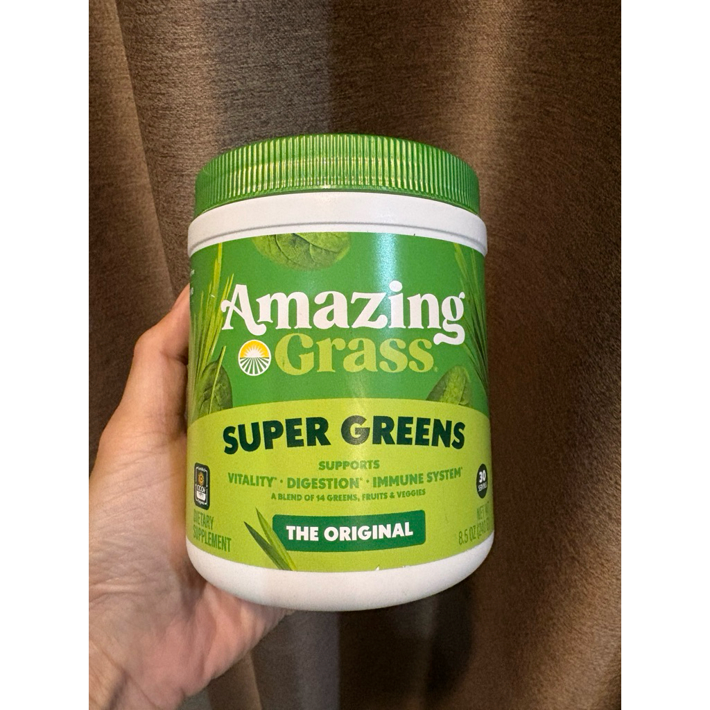 Greens Blend Superfood ผงผักออร์แกนิก วิตามินและแร่ธาตุรวมมากกว่า 20 ชนิด (Amazing Grass)