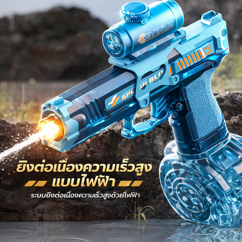 [จัดส่งจากประเทศไทย] ปืนฉีดน้ำไฟฟ้าพร้อมไฟ เหมาะสำหรับเด็กๆ ในช่วงเทศกาลสงกรานต์