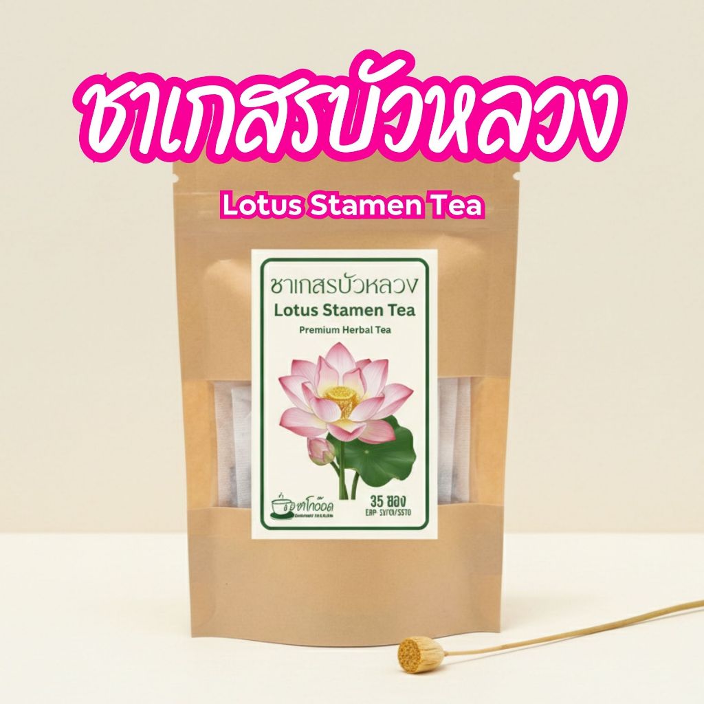 ชาเกสรบัวหลวงแท้ 100% กลิ่นหอมละมุน ผ่อนคลาย Lotus Stamen Tea เกรดพรีเมียม (บรรจุ 12/35/75 ซอง)