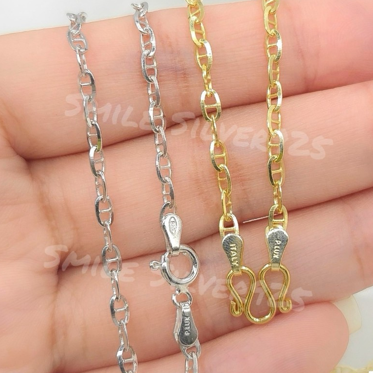 ค2 สร้อยคอ ลายGG Diamond cut 2.6 mm เงินแท้ 92.5% Italy ชุบทอง18k / ชุบทองคำขาว