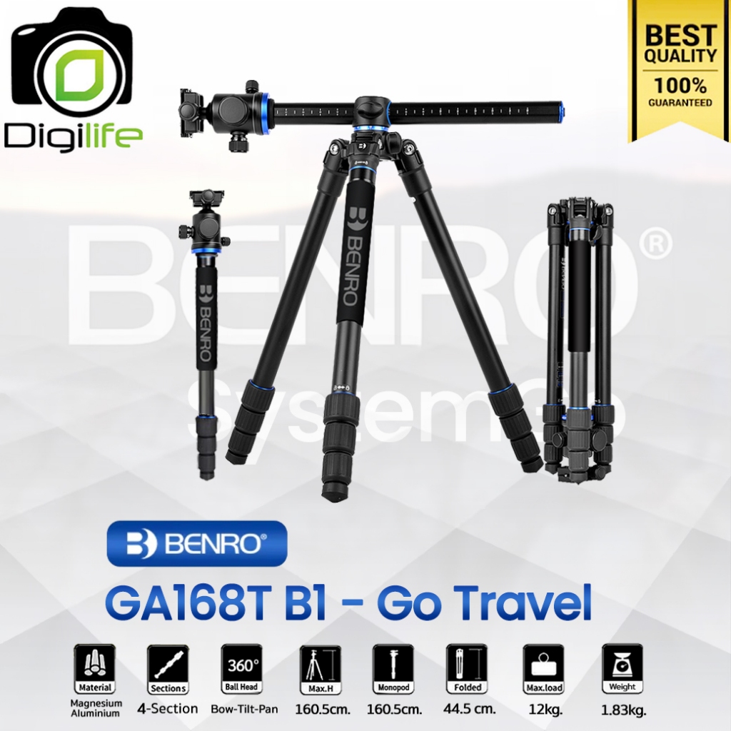 ลดล้างสต๊อก บางตัวอาจมีตำหนิ - Benro Tripod GA168T B1 ขาตั้งกล้อง อเนกประสงค์ Monopod, Top View, กางราบ / Digilife