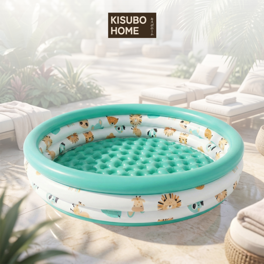 [รุ่นใหม่ พื้นกันกระแทก] Kisubo Home สระน้ำเป่าลม ปลอดภัย มีมอก. สระว่ายน้ำเด็ก สระน้ำเด็ก