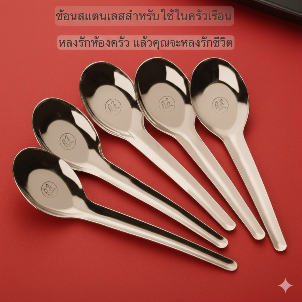 ช้อนด้ามยาว ช้อนแกง ช้อนอย่างหนาพิเศษจำนวน12คัน สแตนเลส201พร้อมส่ง