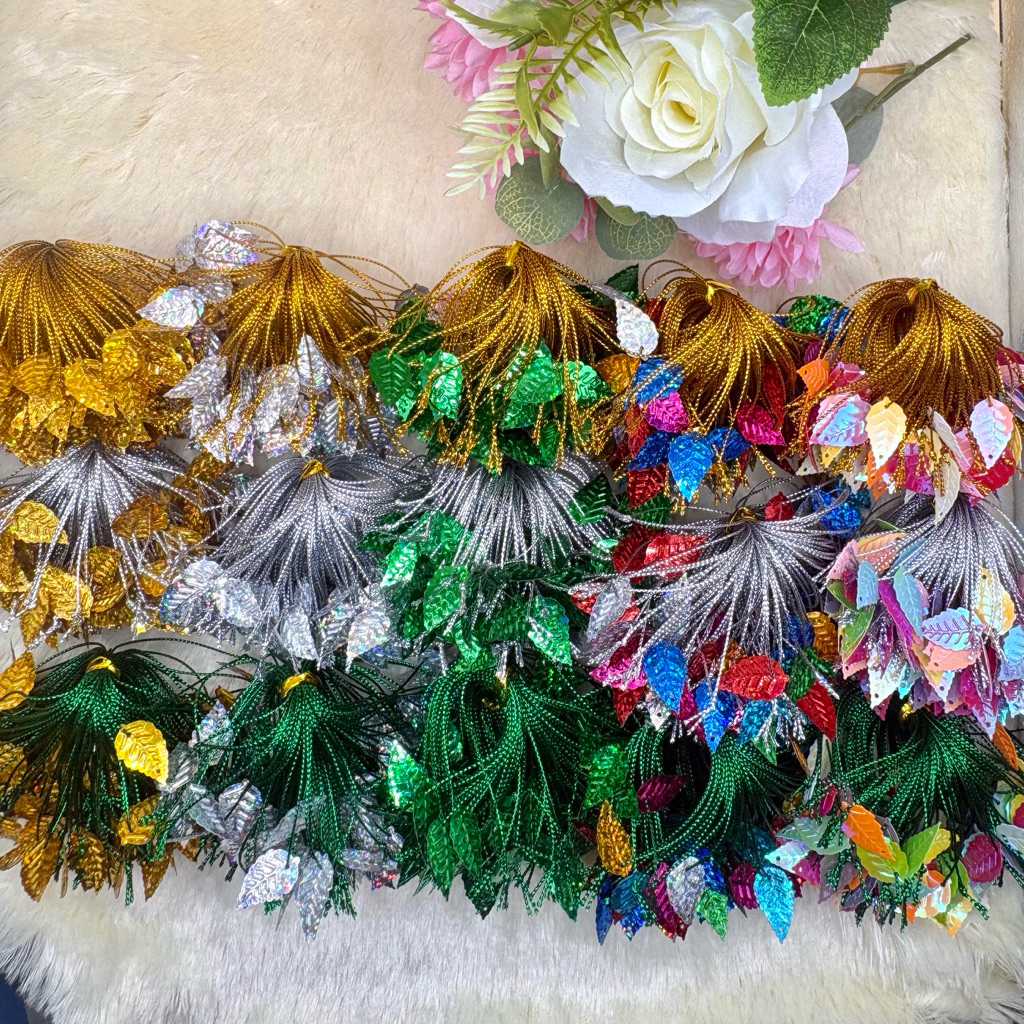 🍃🍊ใบส้มร้อยดิ้น ใบไม้ร้อยดิ้น มีใบหลากสีให้เลือก 100 ชิ้น 📌หลากหลายสีสัน สำหรับตกแต่ง เหรียญโปรยทาน พร้อมส่งค่ะ