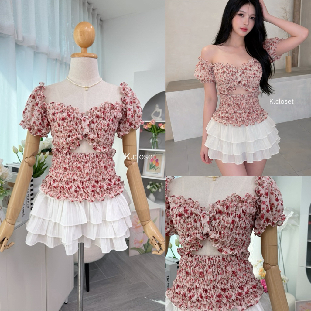 ♡⸝⸝♡⸝⸝(สาวอวบใส่ได้อกถึง48 )เสื้อแขนตุ๊กตาเกาะอกสม็อค ยืดเยอะ เสื้อแขนตุ๊กตาปาดไหล่สม็อค เสื้อลาย polka dot ราคา ถูกที่สุด ดีลบีเคเค แกลเลอรีภาพที่ 7