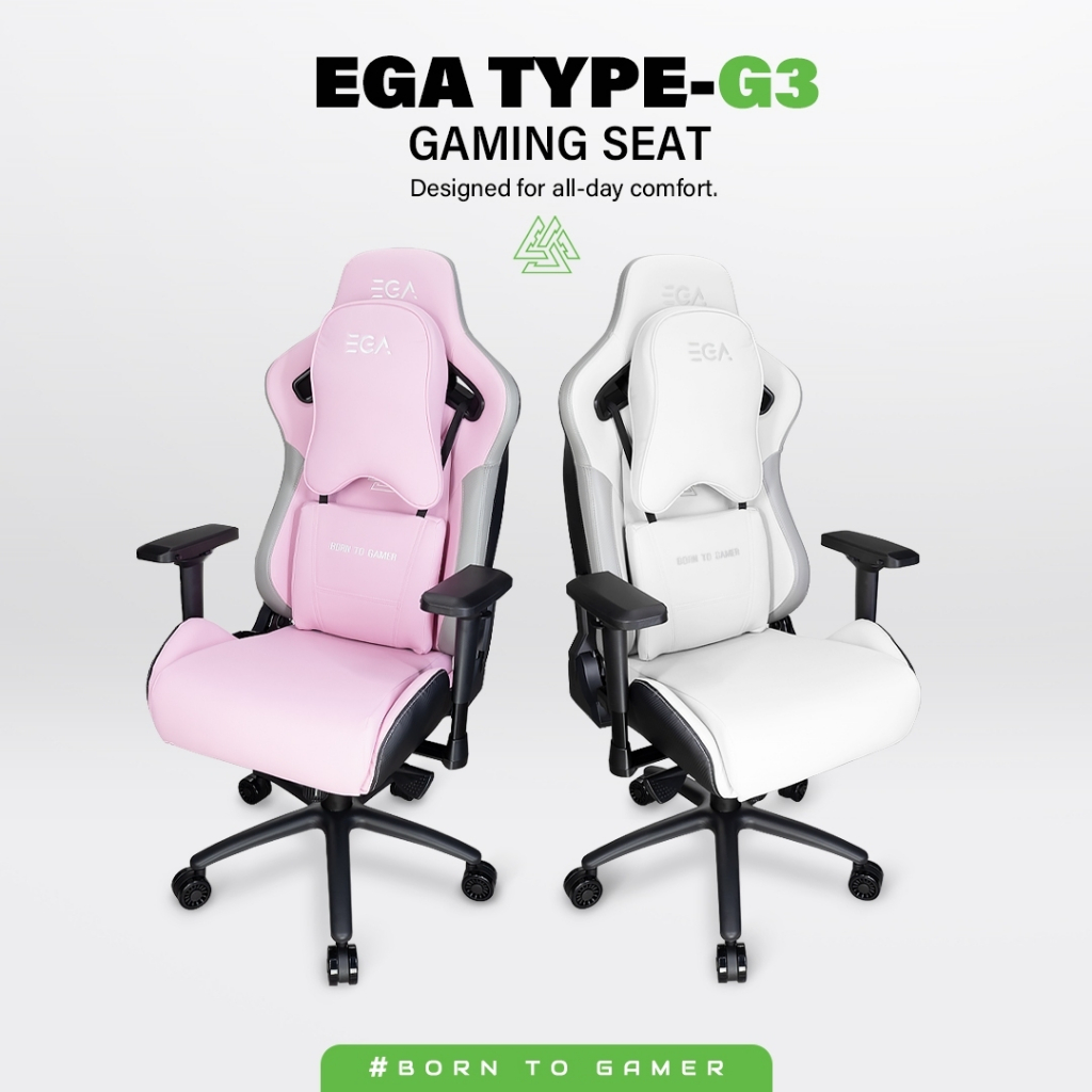 EGA TYPE G3 เก้าอี้เกมมิ่ง เก้าอี้ทำงาน ดีไซน์สไตล์ Ergonomic ไซส์ใหญ่พิเศษสำหรับคนตัวใหญ่ ขาเหล็ก [รับประกัน2ปี]