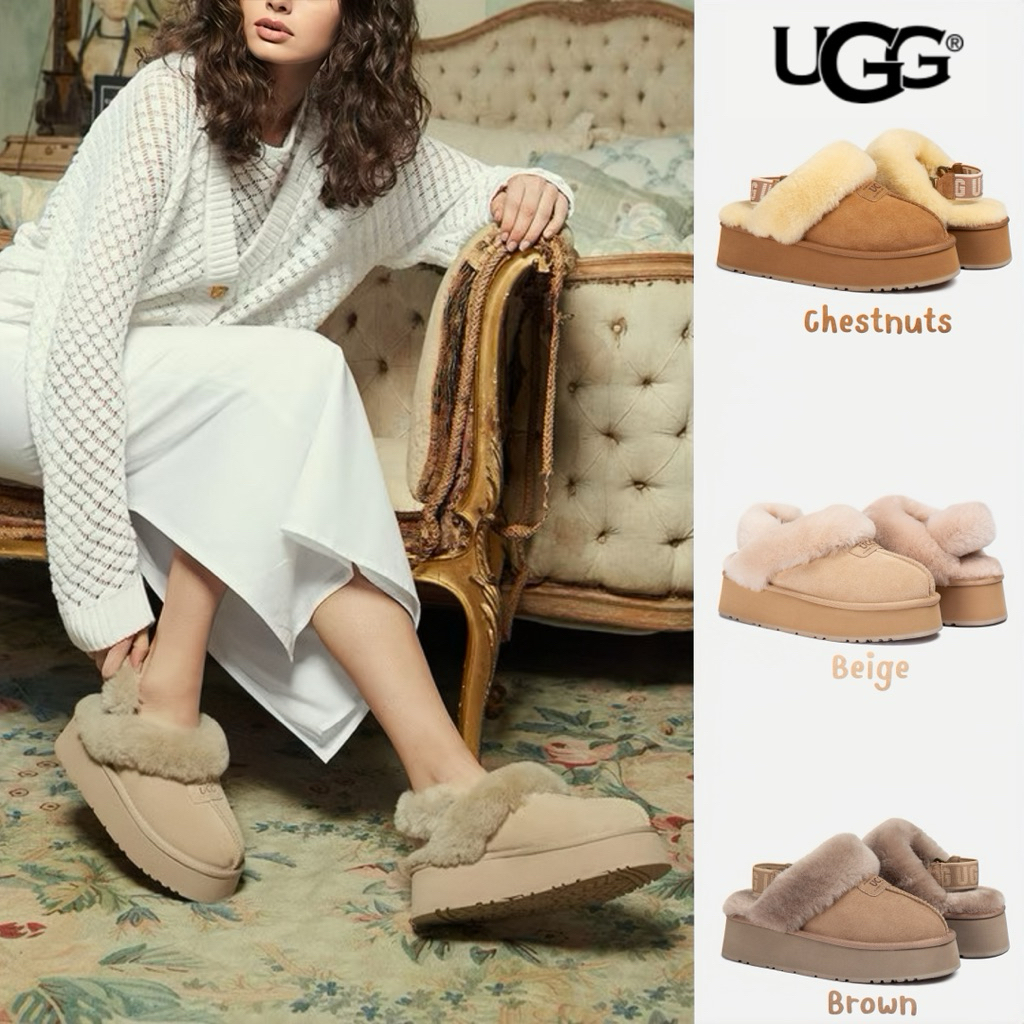 UGG Australia Ozwear รุ่น Coquette Platform Wool Strap Slippers รองเท้าขนอุ่น ของแท้จสกออสเตรเลีย
