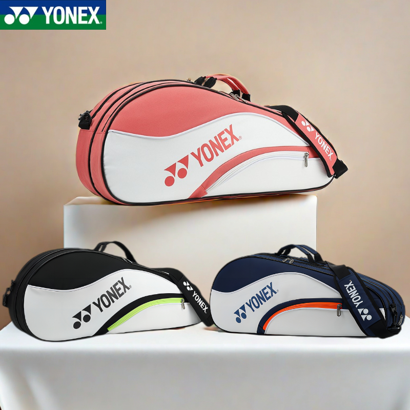 YONEX แบดมินตันความจุขนาดใหญ่กระเป๋าเป้สะพายหลังไหล่คู่ 2 ช่องสำหรับไม้เทนนิส 3/6 ชิ้น