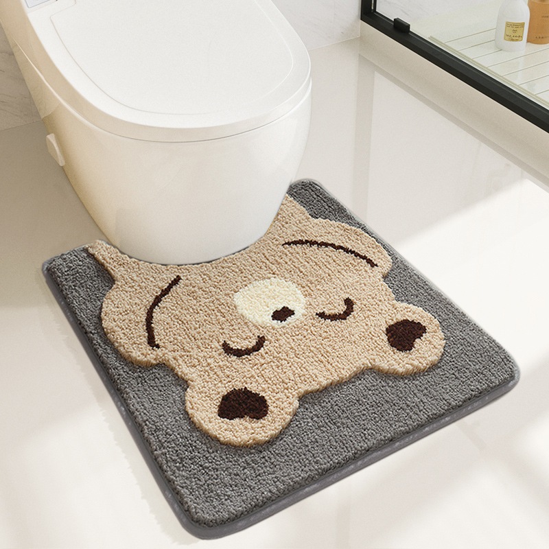 พรมหน้าโถสุขภัณฑ์ พรมหน้าชักโครก ลายสุดน่ารัก ⭐ ขนาด : 50 * 55 ซม.  ขนนุ่ม มียางกันลื่นด้านหลัง - รูปที่ 5