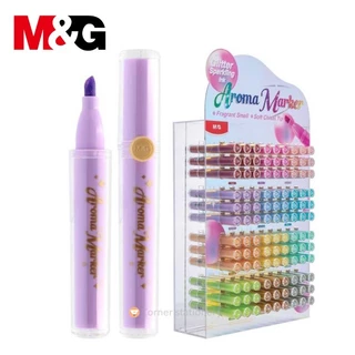 ปากกาไฮไลท์ กากเพชร 12 สี มีกลิ่นหอม Aroma ตรา M&G รุ่น APMV09E8E1 เน้นข้อความ หัวนุ่ม 1 ด้าม