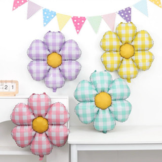 ลูกโป่งดอกไม้ ดอกไม้ลายตาราง สีใหม่ ร้านไทย สินค้าพร้อมส่ง